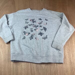 Wonder Nation Girls Sweatshirt L 10-12 Gray Butterfly Graphic Free to Dream